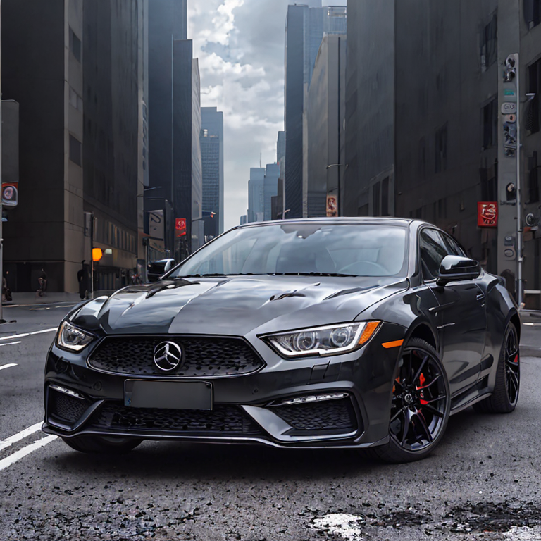 A black colored car